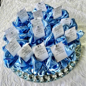 Blue Silky Satin Scrunchies, Bridesmaid Gifts,  Hair Accessories, Bridesmaid Proposal Box Scrunchies, Self Care Scrunchies