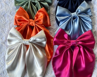 Silky Satin Hair Bow: Elegant Accessory with 3" Clip