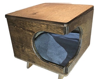 cat house and end table mid century modern furniture for cat lover cat bed or dog bed table