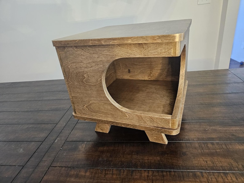 Mid Century Modern Cat House End Table, Birch Plywood Cat Bed Version 2.0 solid wood corners and edge banding Bild 6
