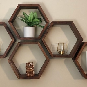Hexagon Shelves - Geometric Shelves - Honeycomb Shelf- Wood Honeycomb Shelves