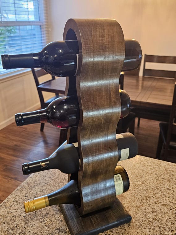 Wine Rack Kona Brown 4 Bottles Minimalist. Wood Wine Rack, Wine