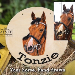 Hand Drawn Horse Plaque, Stable Name Plate, Custom Personalised Equine Bespoke Door Sign, gifts for horse lovers