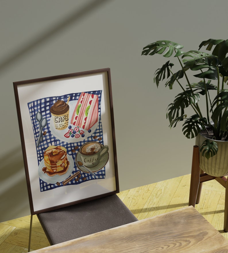 Artwork of Picnic Still Life Food Printable Poster Taste Abstract Shapes Modern Art Print Home Interior Design Kitchen Wall Art Coffee Art