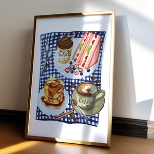 Artwork of Picnic Still Life Food Printable Poster Taste Abstract Shapes Modern Art Print Home Interior Design Kitchen Wall Art Coffee Art