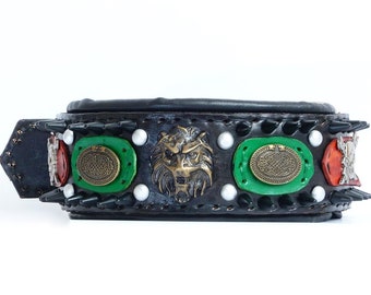 American Bulldog Collar Spiked with pirate conchos and rivets and black padding