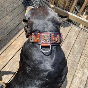 ハンドメイドレザーのアメリカンブリーカラー：パッド入りXL犬用首輪