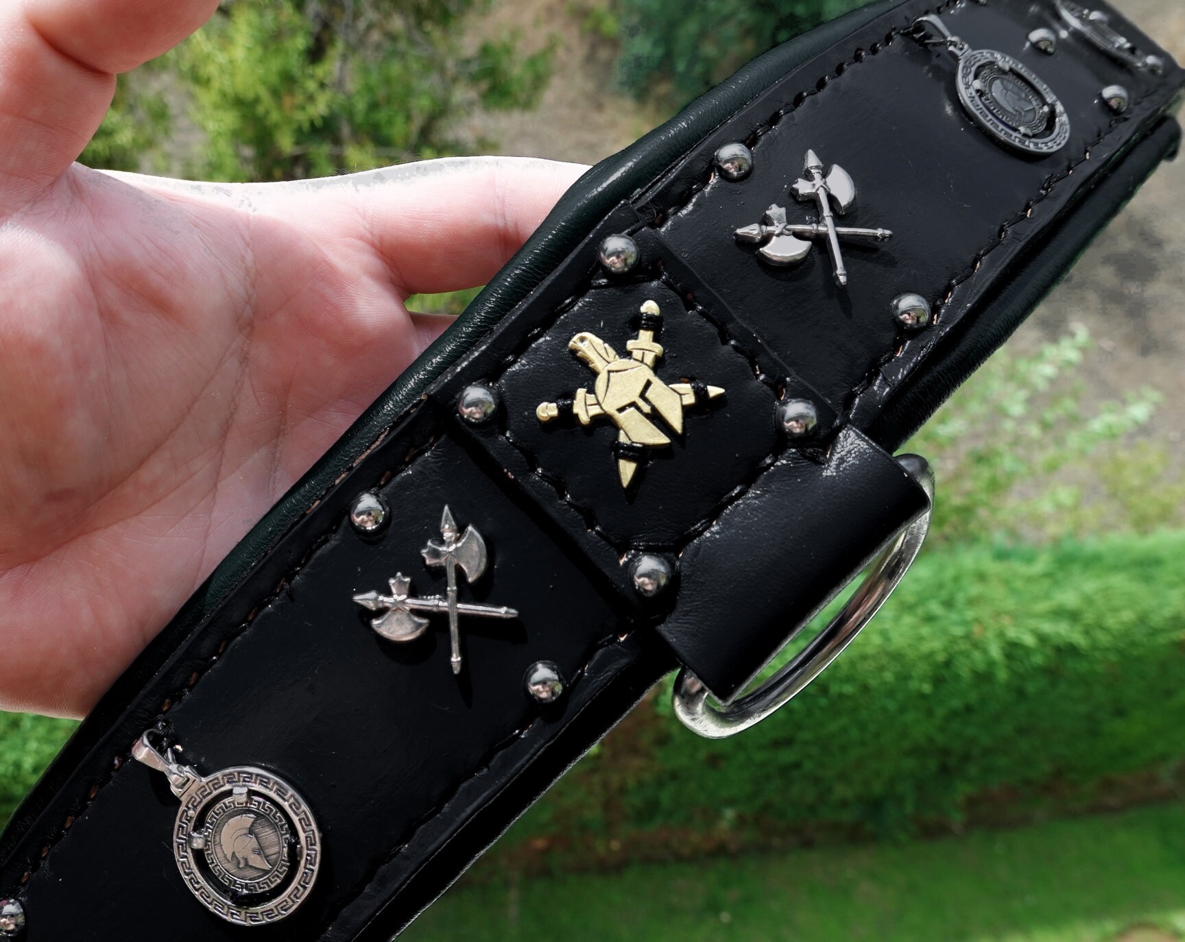 2 Inch Leather Dog Collar With Gothic Skulls and Soft Padding