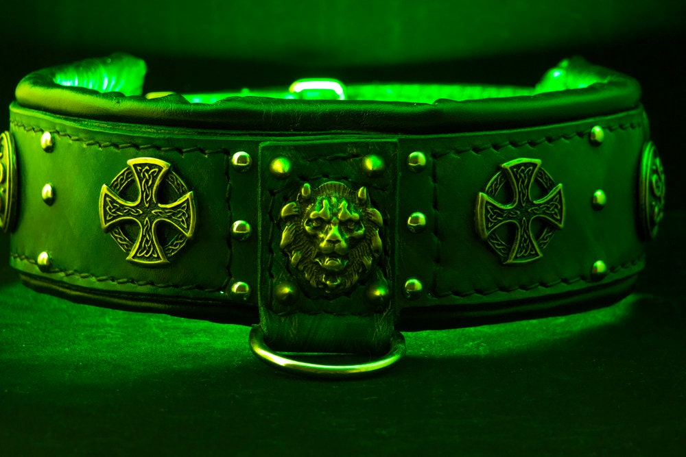 Handmade Celtic Leather Dog Collar Padded Luxury Collar For Large Breeds