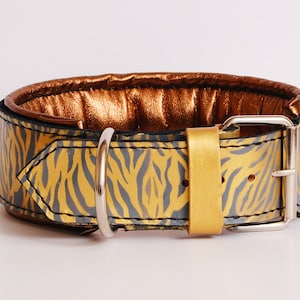 Handmade Gold Leather Dog Collar: Padded, Personalised, Luxury
