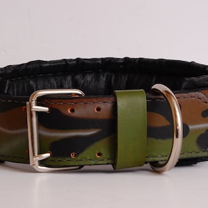 Tactical Leather Dog Collar in Army Camouflage, American Pitbull, American Bully, Belgian Malinois, German Shepherd gsd