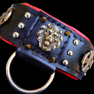 ハンドメイドレザー犬用首輪：アメリカン・ブリーXL、パッド入り