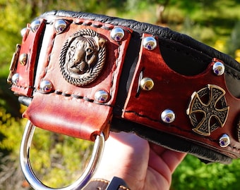 Handmade Leather American Bully Collar: Padded, Studded Pitbull Collar