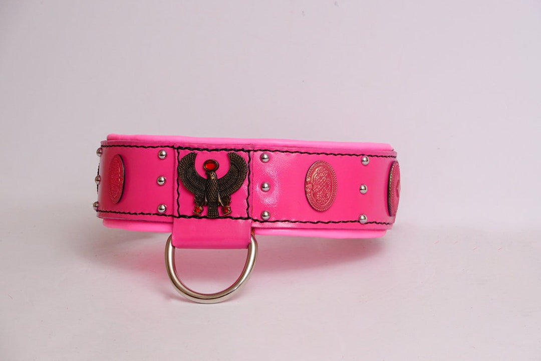 Pink Leather Dog Collar, Female Dog Collar, Luxury Dog Collar, Sun God
