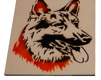 Ritratto di pastore tedesco, opera d'arte personalizzata per decorare le pareti con cani.