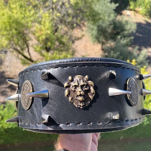 Handmade Spiked Leather Dog Collar: Padded Rottweiler/Pitbull Collar