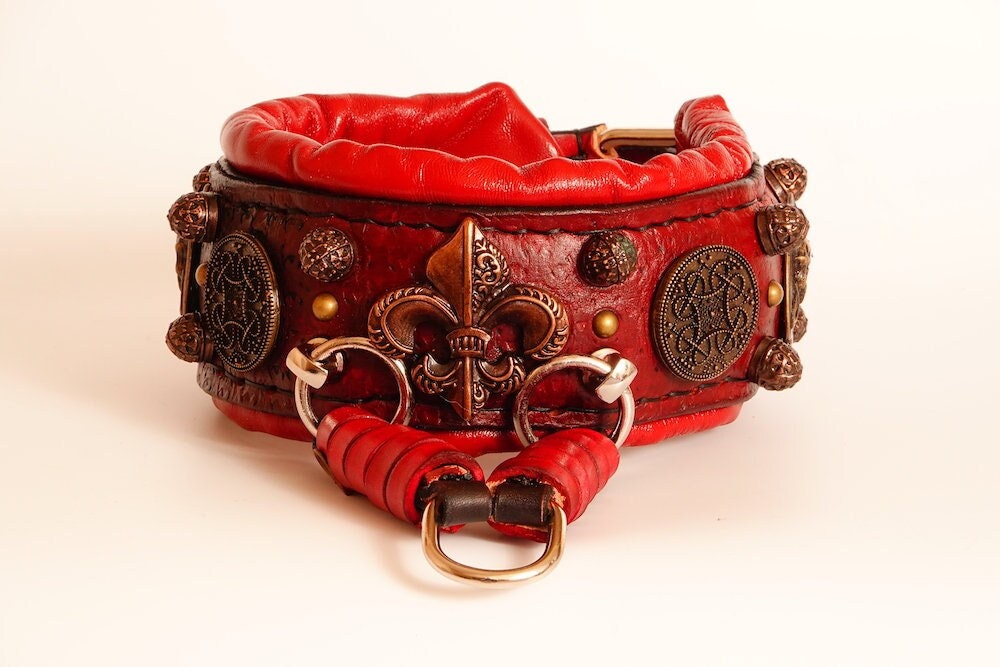 Mastiff Dog Collar, Bulldog Presa Canario Cane Corso Maximus Leather Roman Style