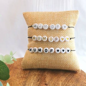 Pulsera "mamá de" personalizable, pulsera de regalo del Día de la Madre, pulsera de amor, idea de regalo del Día de la Madre