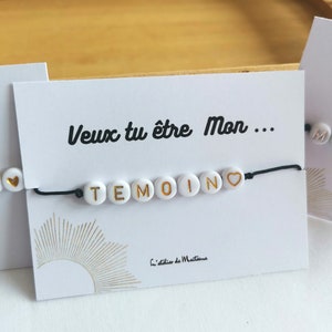 Bracelet annonce témoin de mariage, annonce parrain/marraine, bracelet personnalisable veux tu être, bracelet à message image 2