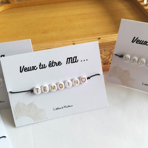 Bracelet annonce témoin de mariage, annonce parrain/marraine, bracelet personnalisable veux tu être, bracelet à message image 5