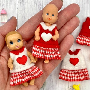 Mini dress with heart for fashion doll baby Krissy doll happy family nursery baby outfit for tiny doll clothes accessories