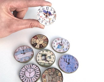 Miniature vintage wall clock for dollhouse, diorama, study, kitchen, living room, miniature wall art, retro wall decor, doll accessories