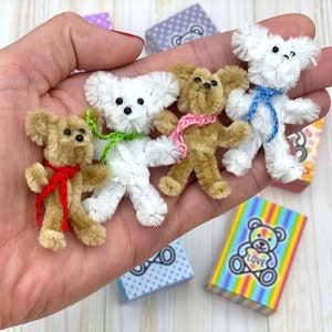 Tiny teddy bear pocket buddy mini toy for fashion dolls dollhouse nursery kids little bear in box for Blythe Qbaby Nendoroid Ob11 obitsu 11 image 3