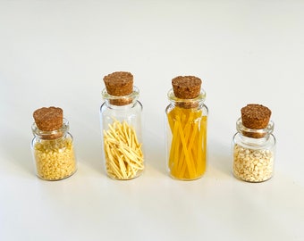 Set of 4 miniature jars filled with food pasta spaghetti for dollhouse and fashion dolls Blythe Licca 12 inches doll scale 1:6 accessories