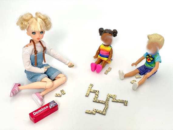 Miniature Domino Game for Fashion Dolls Bjd Dolls 12 Inches Doll Dollhouse Miniature Accesories Scale 1 6 Mini Dominoes 1 6 Etsy Australia