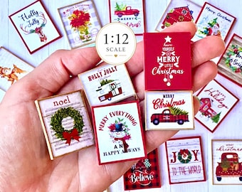 Weihnachtsdeko für Puppenhäuser im Maßstab 1:12, Dekorationsschild, für Dioramen, Puppenhausminiaturen, Szene, Maßstab 1:12