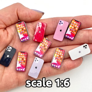 Miniature iPhone scale 1:6 for fashion dolls Blythe  Puki Pullip Lati BJD Azone Licca and similar 1/6 12 inches dolls dollhouse phone