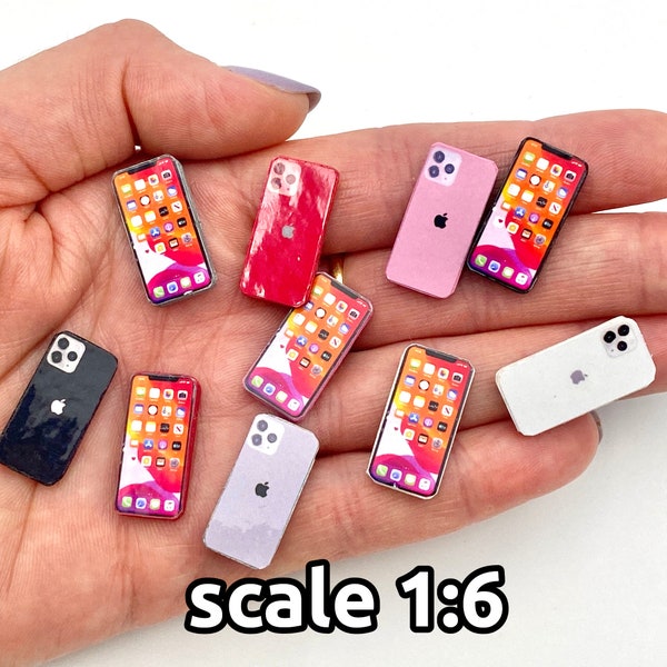 Miniature iPhone scale 1:6 for fashion dolls Blythe  Puki Pullip Lati BJD Azone Licca and similar 1/6 12 inches dolls dollhouse phone