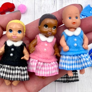Mini dress for fashion doll baby Krissy doll happy family nursery baby outfit for tiny doll pink blue black clothes accessories