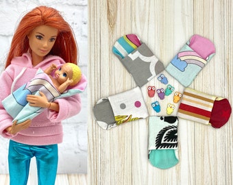 Baby sleeping bag + toy blanket swaddle wrap for Krissy doll fashion doll baby  3 inch doll Skipper happy family dollhouse accessories 1:6