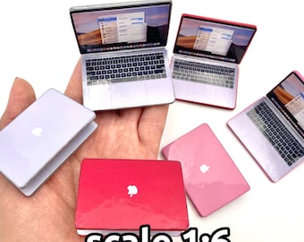 Miniatur MacBook Pro Laptop im Maßstab 1:6 für Modepuppen Blythe Azone Pullip BJD Licca Lati und ähnliches 12 Zoll 1/6 Puppenhaus