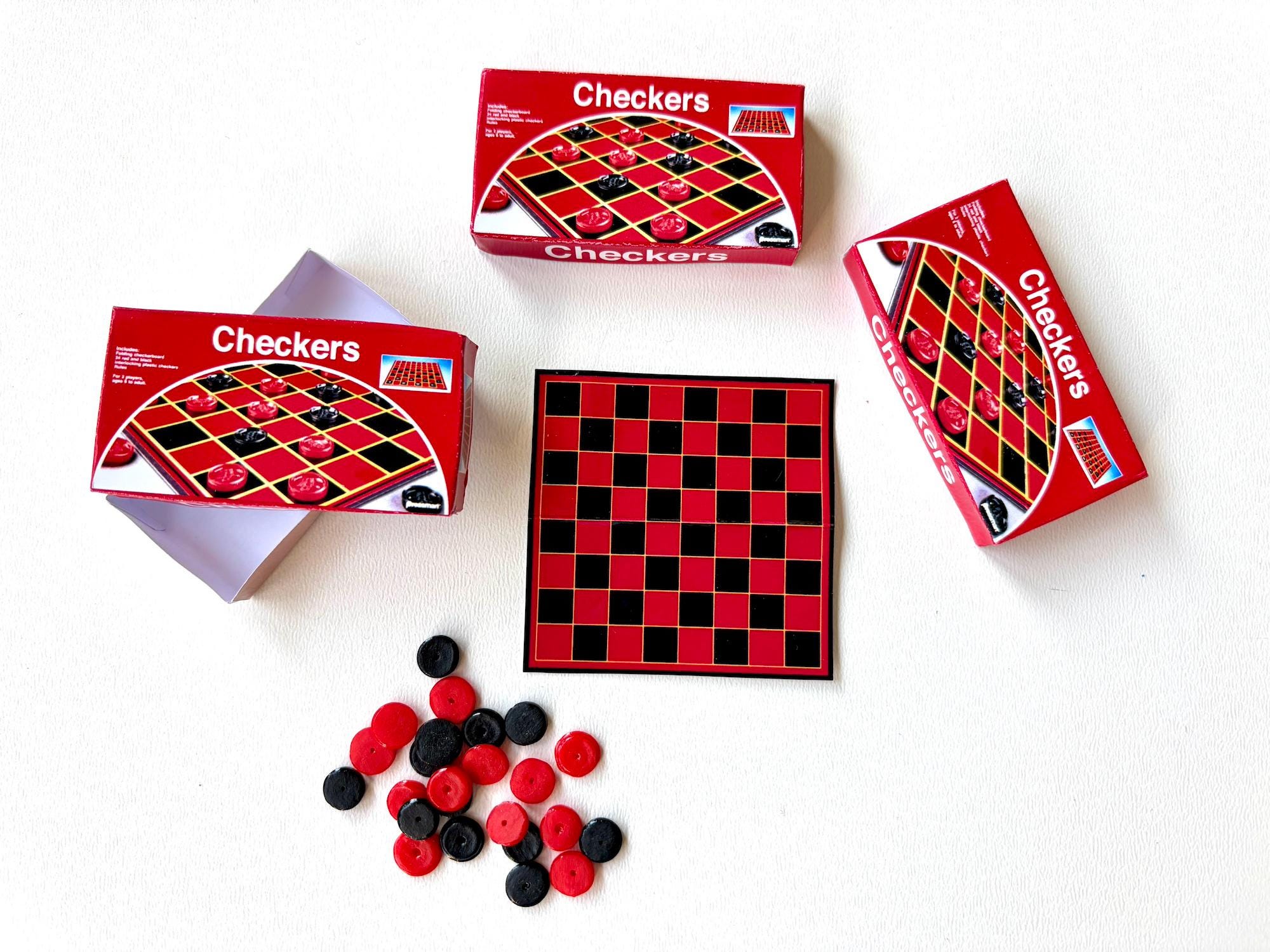 Miniature Checkers Draughts Game for Fashion Dolls Bjd Dolls and 12 ...