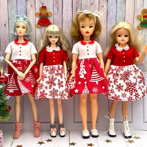 Christmas dress for 11,5 - 12 inch fashion doll like Sindy vintage Tammy Jenny Steffi Defa Lucy doll clothes outfit 1/6
