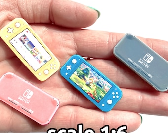 Miniature handheld game console scale 1:6 for for 1/6 fashion dolls, 12 inches dolls, bjd dolls, dollhouse accessories and miniatures
