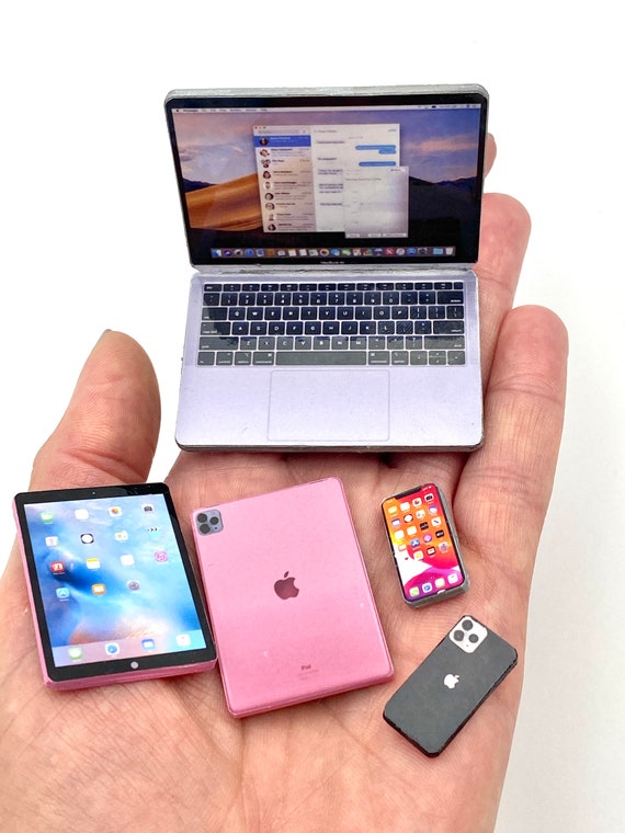 Scale 1:6 Set Apple imac mcbook iphone ipad miniature for Dollhouse  miniature