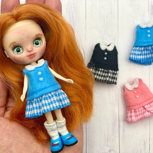 Minivestido para muñecas Petite Blythe, Dollcena, LPS Blythe, Little Pullip, Little Dal, conjunto de ropa y accesorios para muñecas.