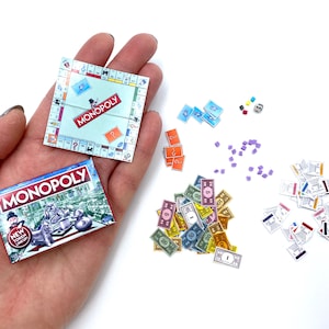 Miniature Monopoly game for fashion dolls bjd dolls 12 inches doll and dollhouse diorama scale 1:6 mini doll accessories