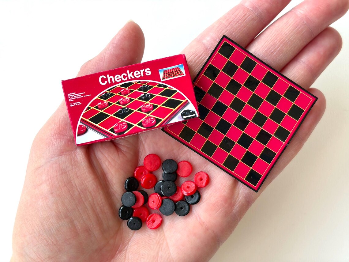 Miniature Checkers Draughts Game for Fashion Dolls Bjd Dolls and 12 ...