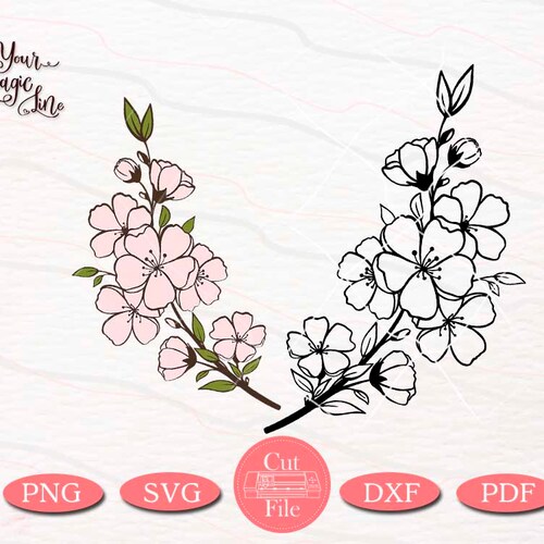 Sakura Flower Cut and Print File SVG DXF PNG Pdf | Etsy