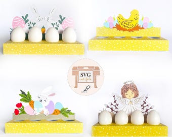 Caja de papel para huevos con decoración, archivo de corte SVG