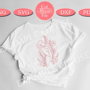 Floral Woman Silhouette SVG: Printable Art File (PDF, PNG) image 3