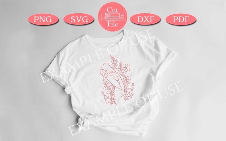 Floral Woman Silhouette SVG: Printable Art File (PDF, PNG) image 3