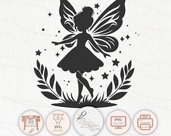 Silueta de un pequeño cuento de hadas, archivo para cortar e imprimir SVG, DXF, PNG, pdf