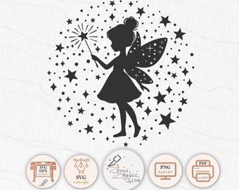 Silueta de un pequeño cuento de hadas, archivo para cortar e imprimir SVG, DXF, PNG, pdf