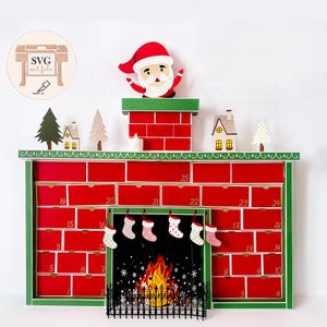 Fireplace Paper Advent Calendar SVG file for cutting