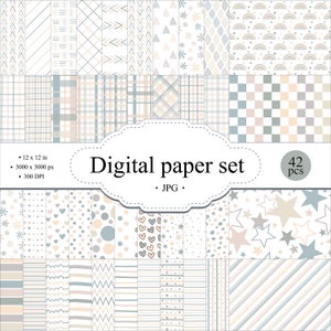 42 Seamless Digital Papers. Patterns scrapbooking pages. Background bundle sheets printable. Digital Download. 300dpi - 12x12 inch